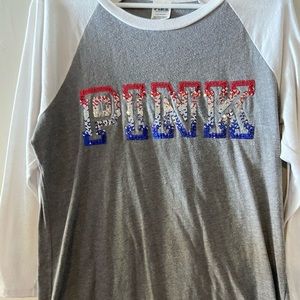 Pink bling 3/4 sleeve tee #MakeAnOffer